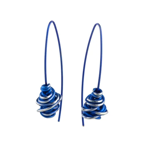 Chaos Hook Dark Blue Drop Earrings